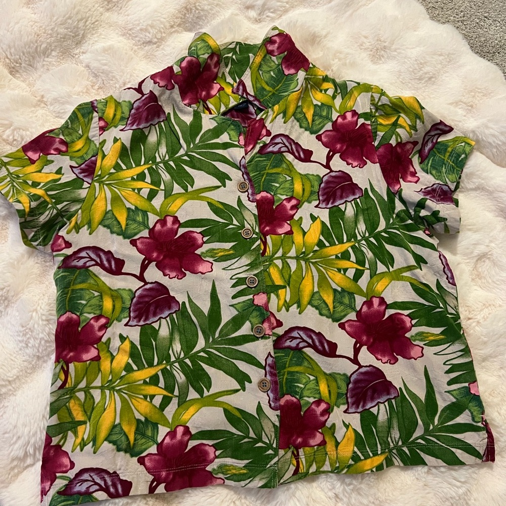 Westbound Floral Green and Purple Blouse